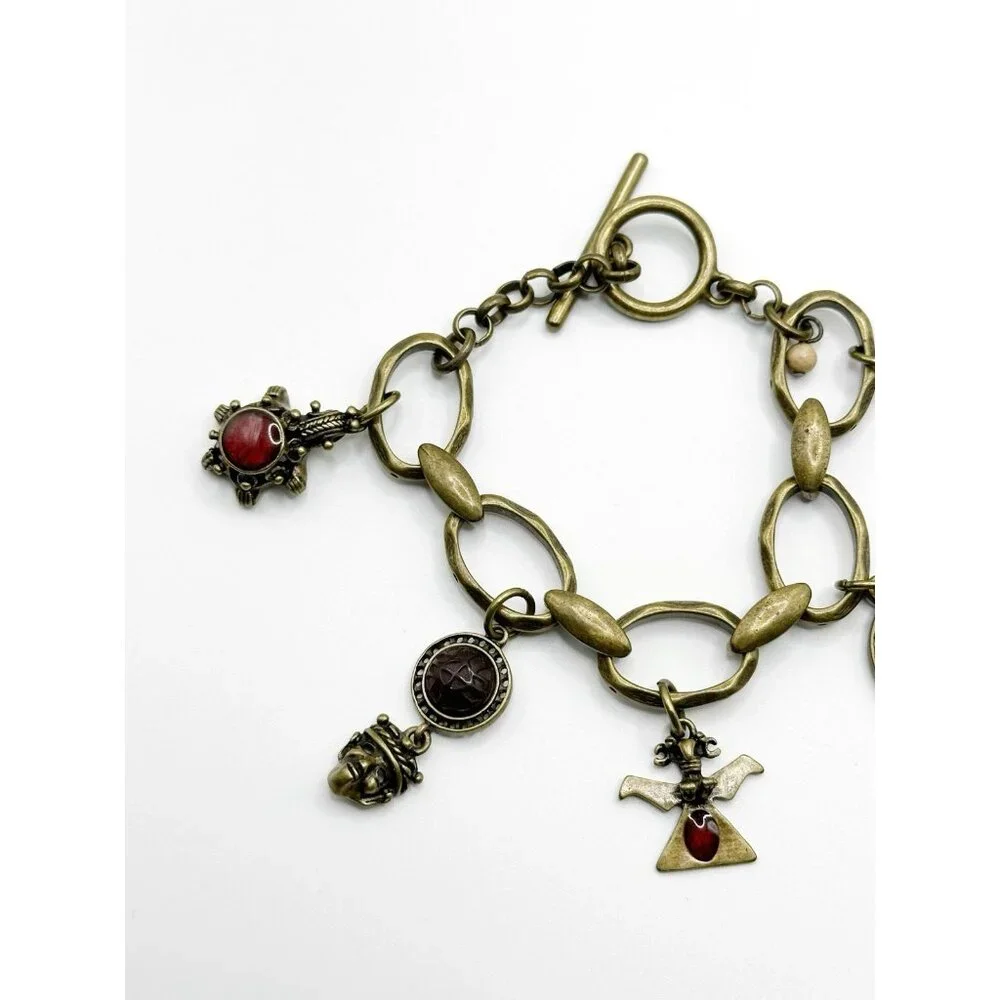 Unsigned Lucky Brand?‎ Charm Bracelet Turtle Frog Mask